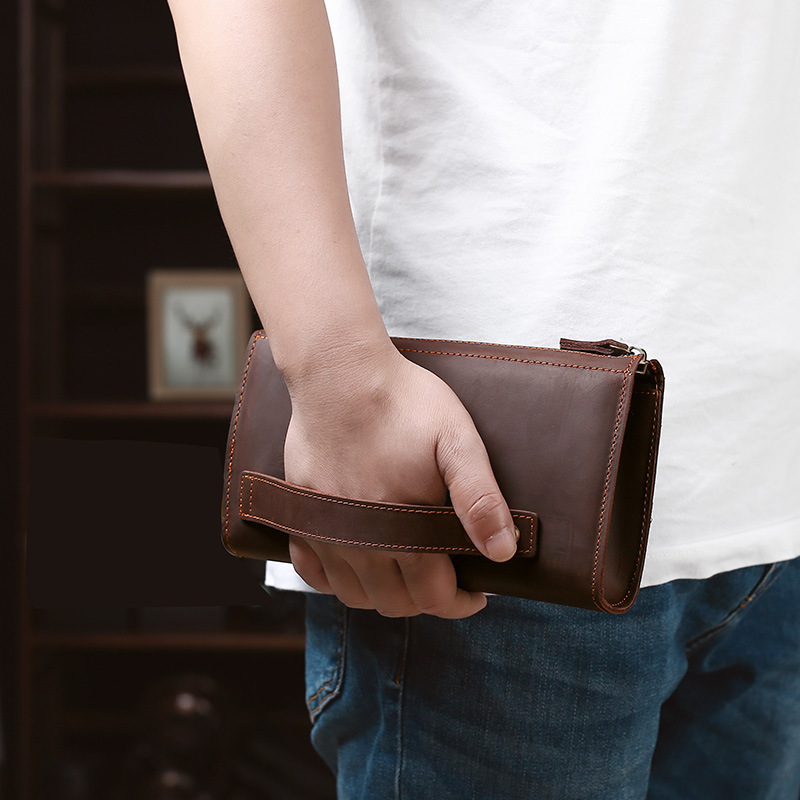 Wristlet Wallet Zipper - Pochette da uomo, borsa a mano