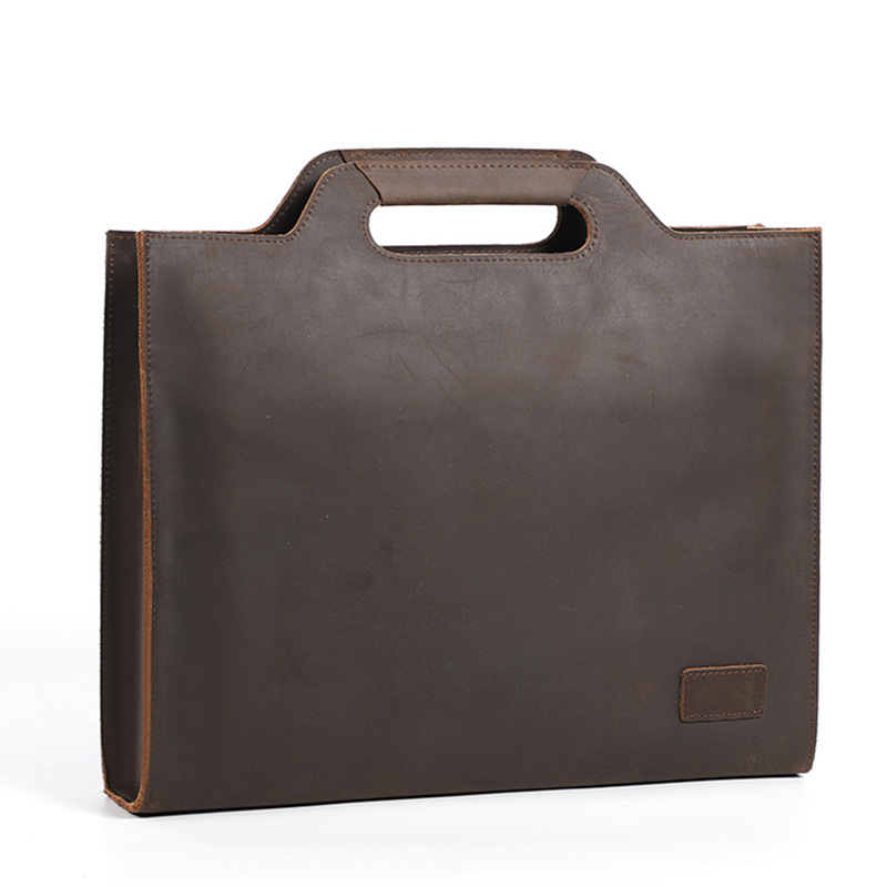 Briefcase Leather Slim - Cartella nera in pelle spessa Newsbirds