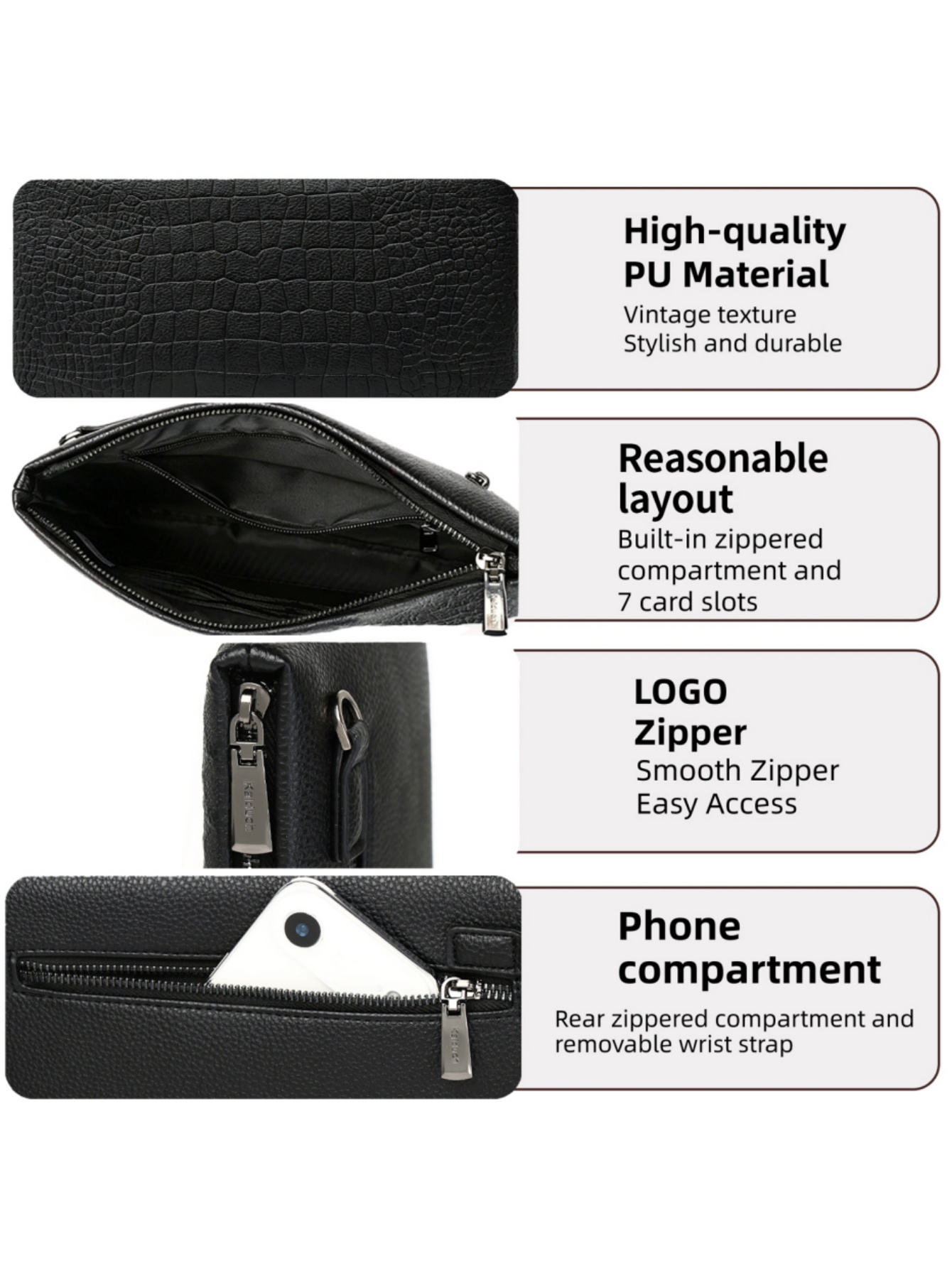 Borsa a Mano da Uomo in Pelle  - Wristlet Wallet Zipper recensione e prezzo