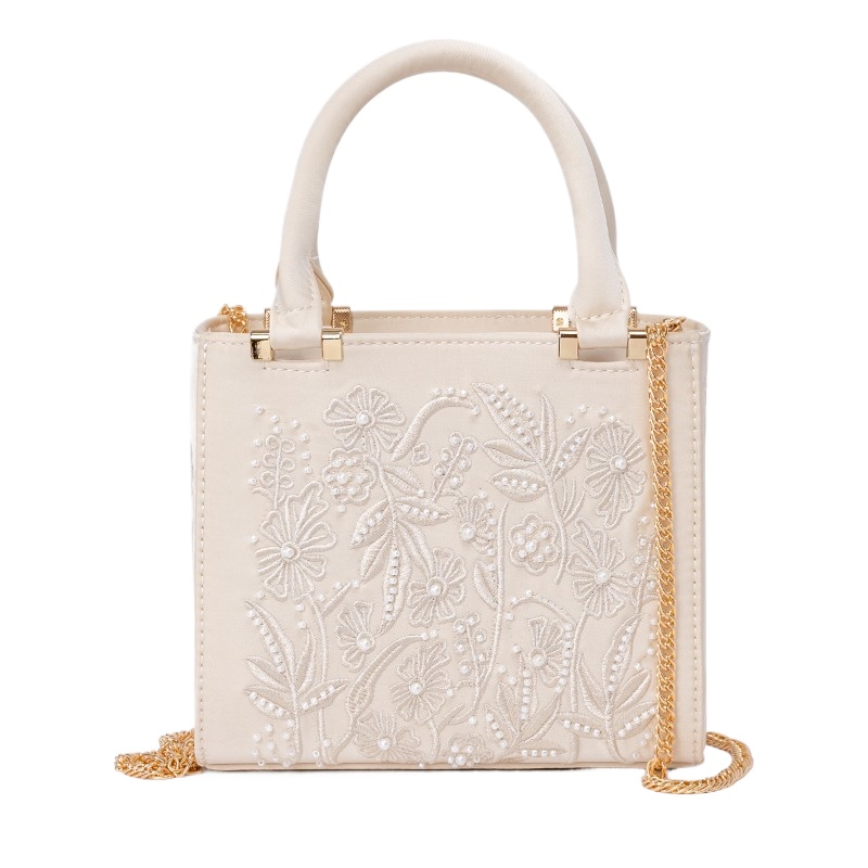 Borsa a Mano Ricamata con Perl - Structured Handbag Top Handle recensione e prezzo